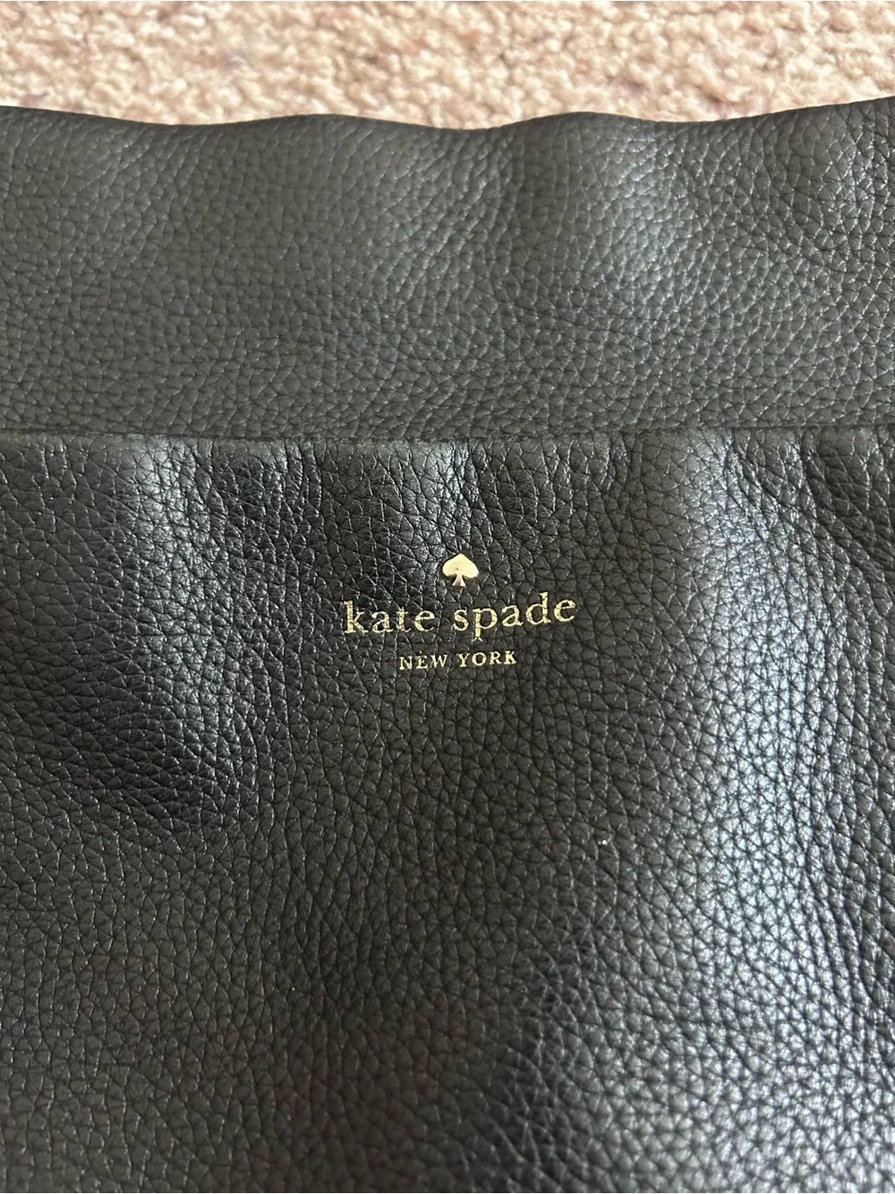 kate spade Black Pebbled Leather Shoulder Bag with Gold Hardware